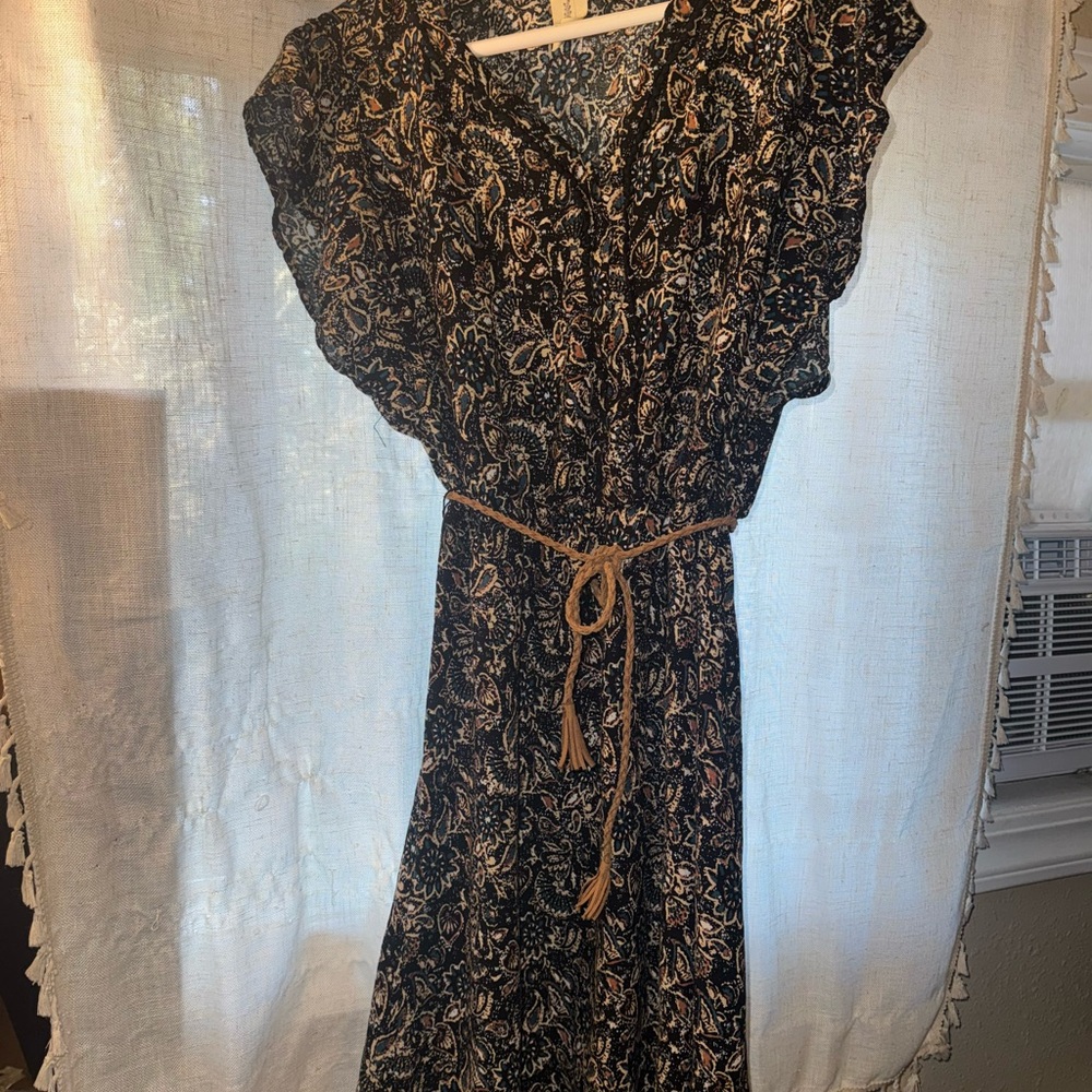 Floral Black and Brown Women's Dress